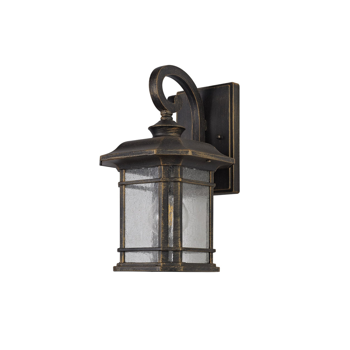 Elegant Outdoor Wall Sconce with Seeded Glass, Brushed Black Gold Finish, IP54, E27 Base