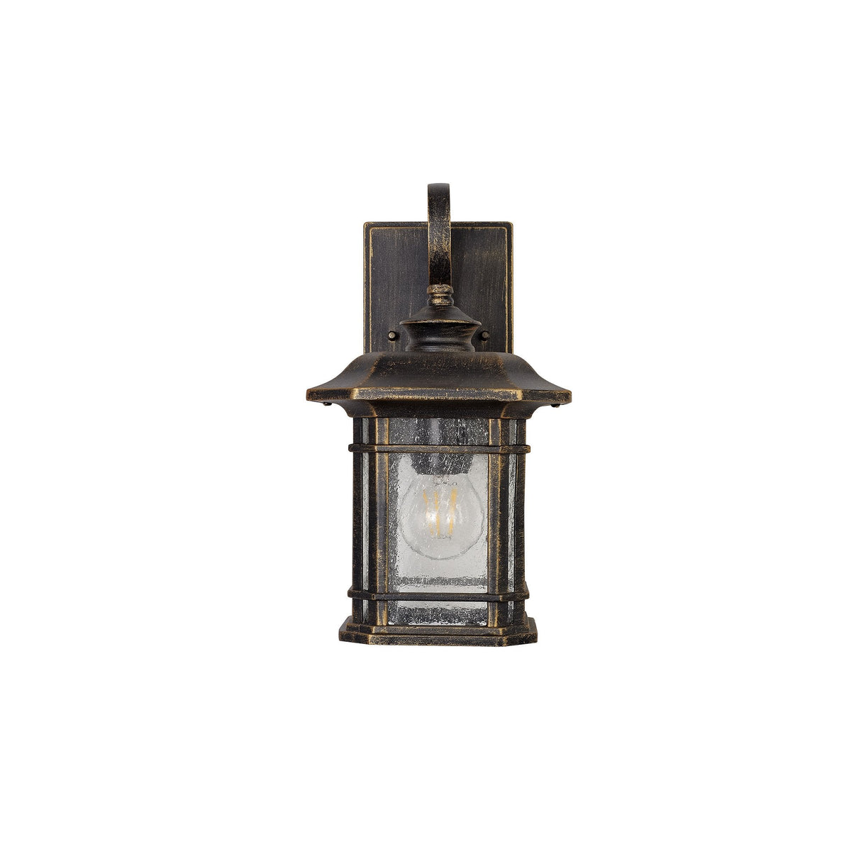 Elegant Outdoor Wall Sconce with Seeded Glass, Brushed Black Gold Finish, IP54, E27 Base