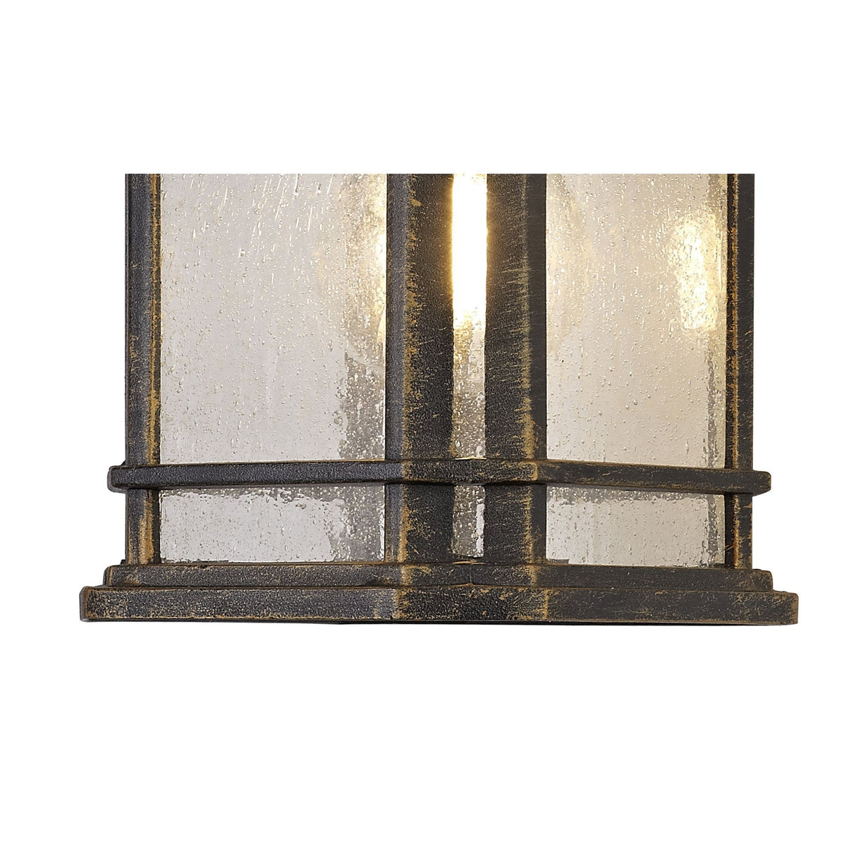 Elegant Outdoor Wall Sconce with Seeded Glass, Brushed Black Gold Finish, IP54, E27 Base