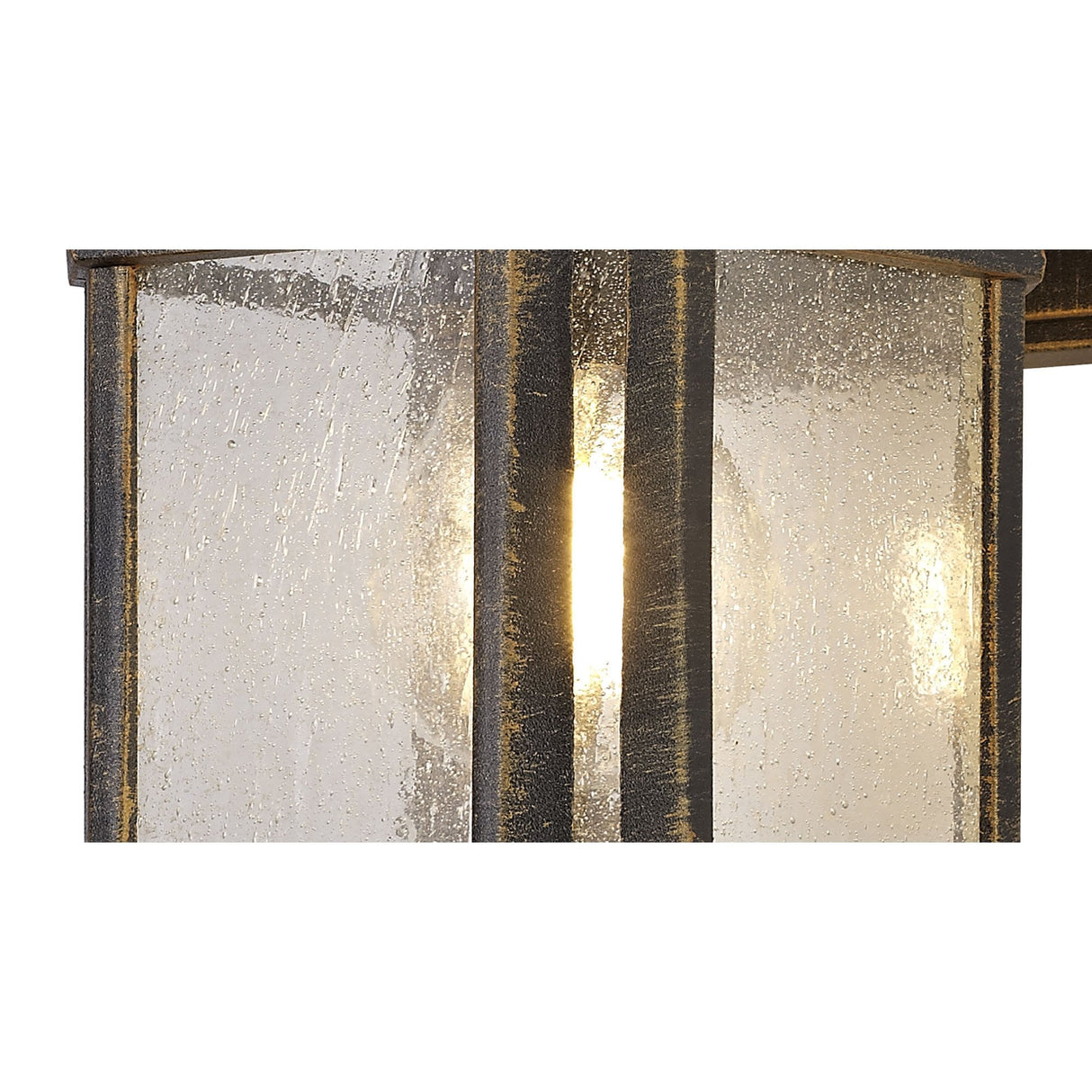 Elegant Outdoor Wall Sconce with Seeded Glass, Brushed Black Gold Finish, IP54, E27 Base