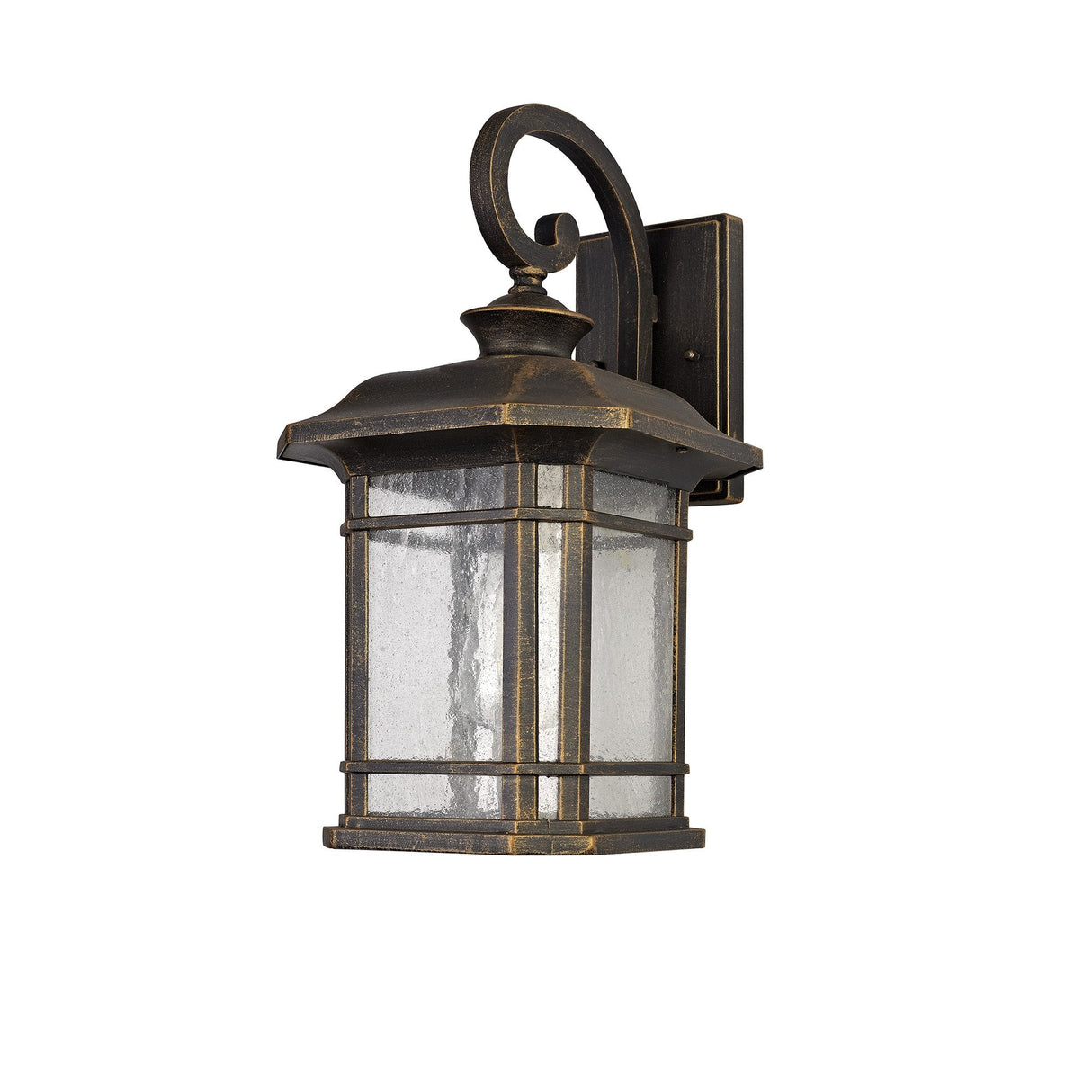 Elegant Brushed Black Gold Wall Lamp with Seeded Glass, IP54, E27 Socket, 2-Year Warranty