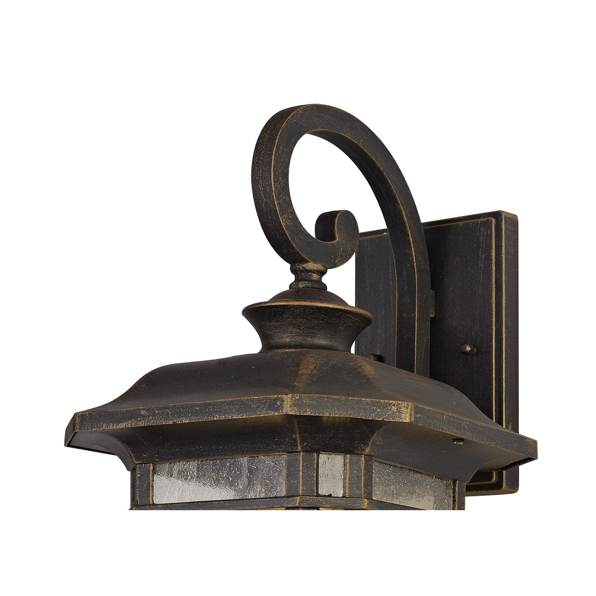 Elegant Brushed Black Gold Wall Lamp with Seeded Glass, IP54, E27 Socket, 2-Year Warranty
