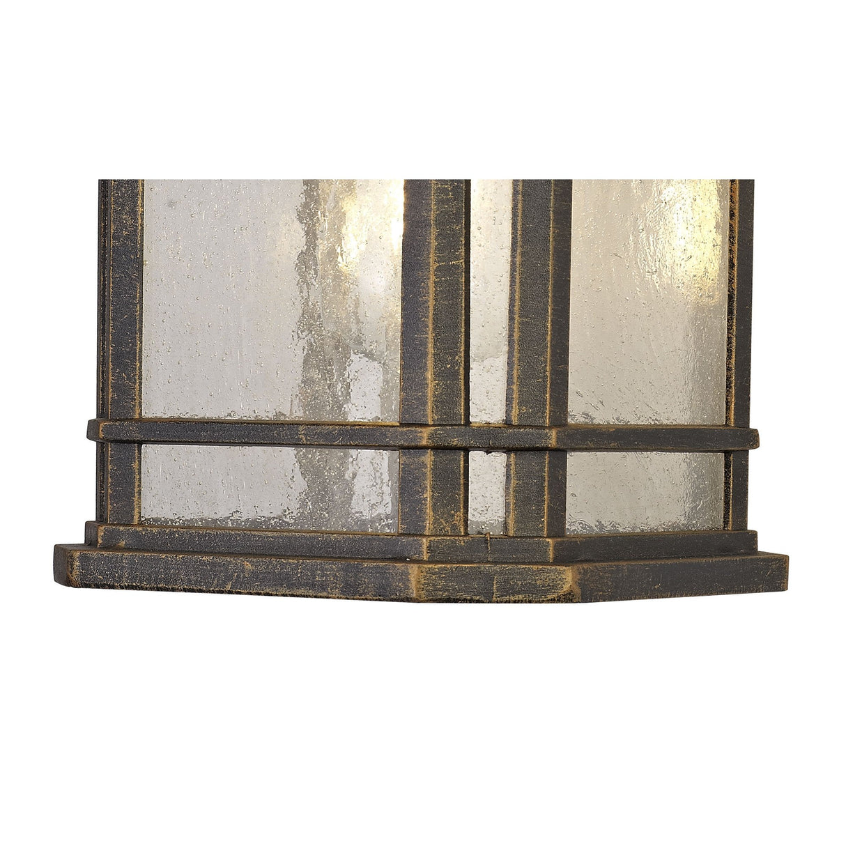 Elegant Brushed Black Gold Wall Lamp with Seeded Glass, IP54, E27 Socket, 2-Year Warranty