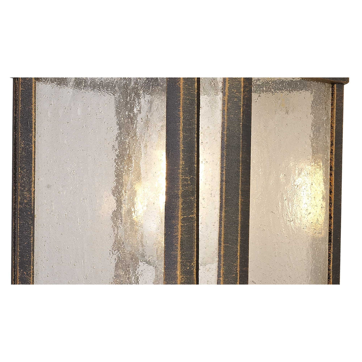 Elegant Brushed Black Gold Wall Lamp with Seeded Glass, IP54, E27 Socket, 2-Year Warranty