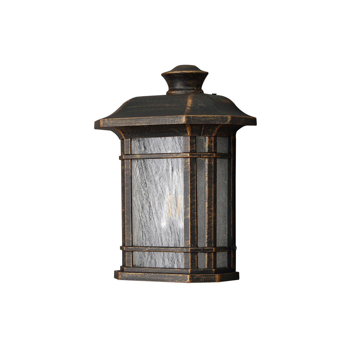 Elegant Outdoor Wall Light, Brushed Black Gold with Seeded Glass, IP54-Rated