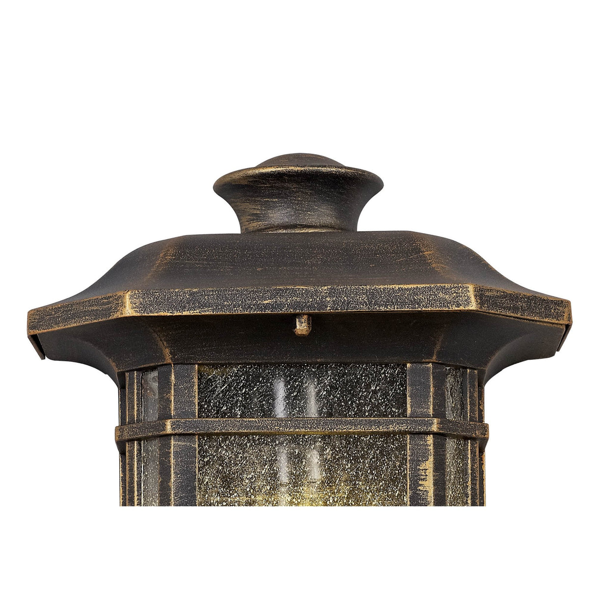 Elegant Outdoor Wall Light, Brushed Black Gold with Seeded Glass, IP54-Rated