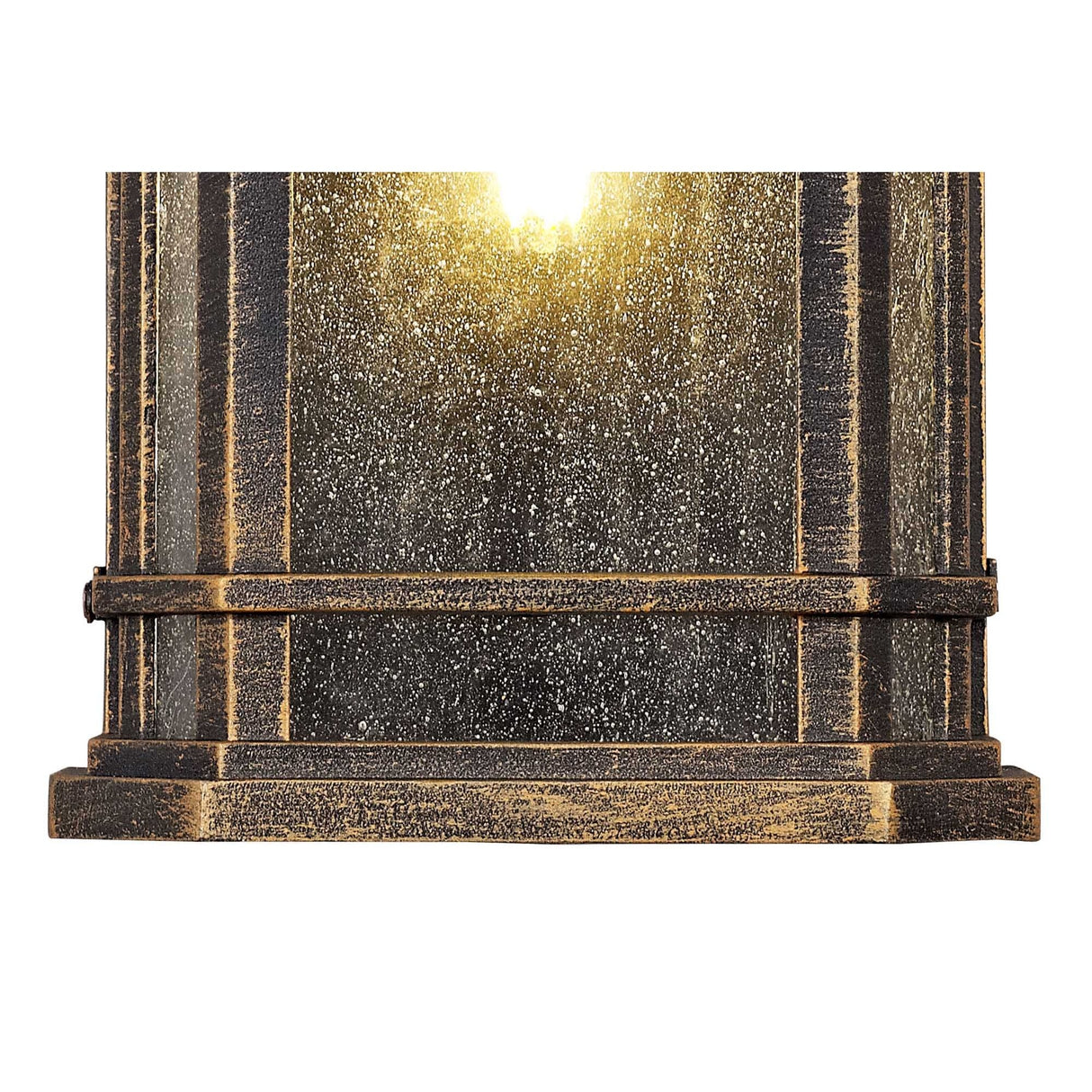 Elegant Outdoor Wall Light, Brushed Black Gold with Seeded Glass, IP54-Rated