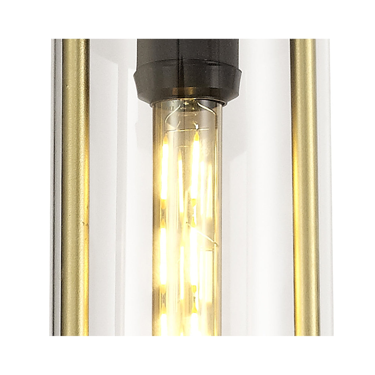 Elegant Black & Gold Pendant Light with Clear Glass Shade, E27, IP54, Adjustable Drop