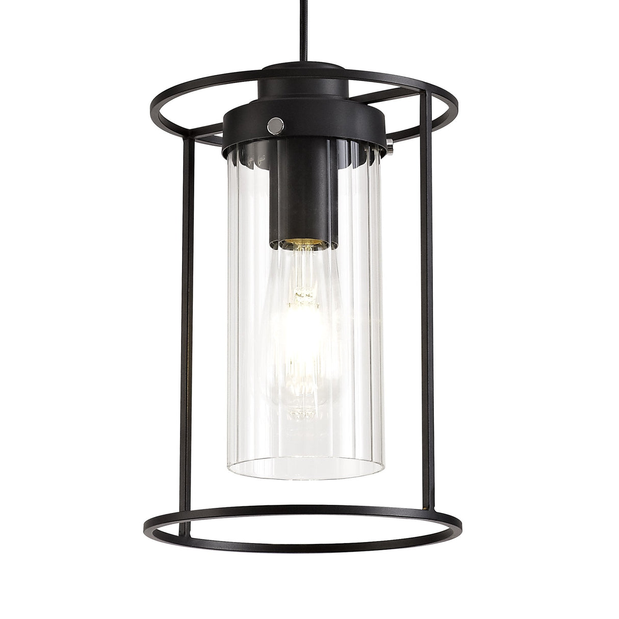 Modern Black and Clear Glass Single Pendant Light, E27 Socket