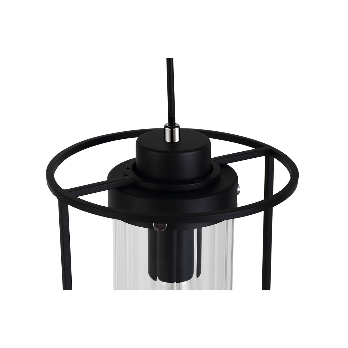 Modern Black and Clear Glass Single Pendant Light, E27 Socket