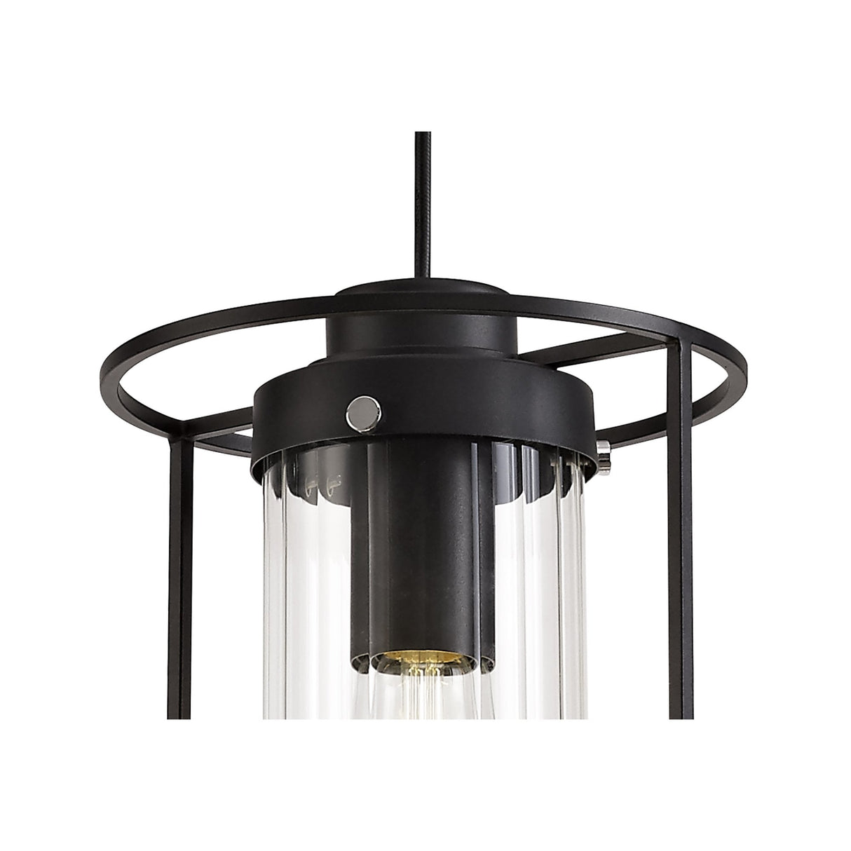 Modern Black and Clear Glass Single Pendant Light, E27 Socket