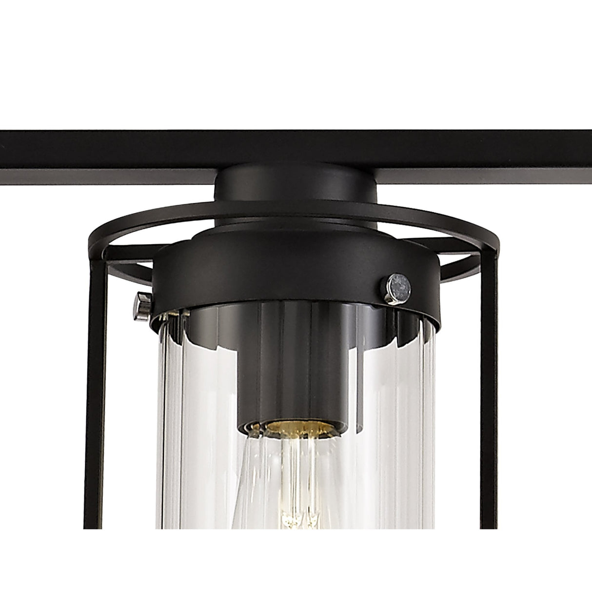 Sleek Black Triple Light Linear Pendant with Clear Glass Shades