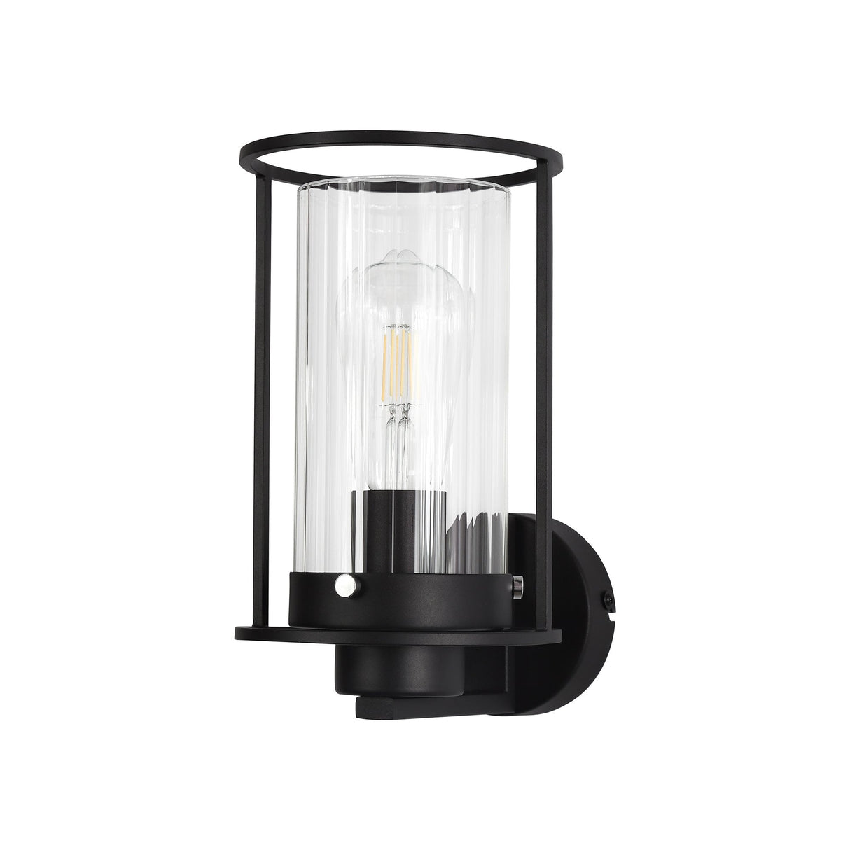 Contemporary Black Wall Sconce with Clear Glass Shade