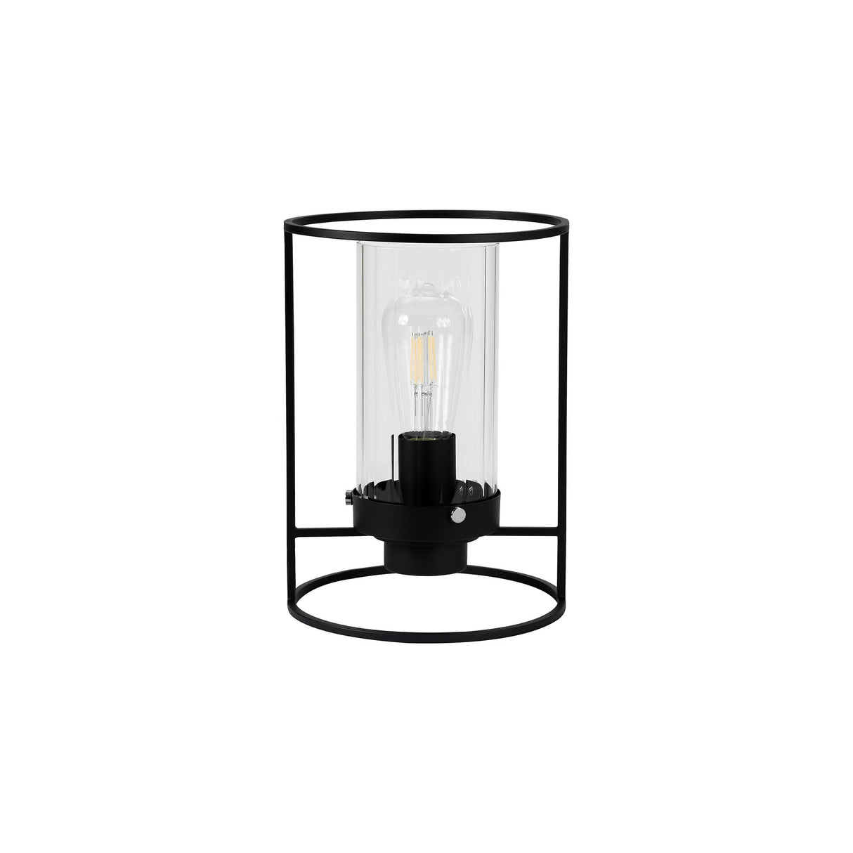 Modern Black Table Lamp with Clear Glass Shade and Inline Switch