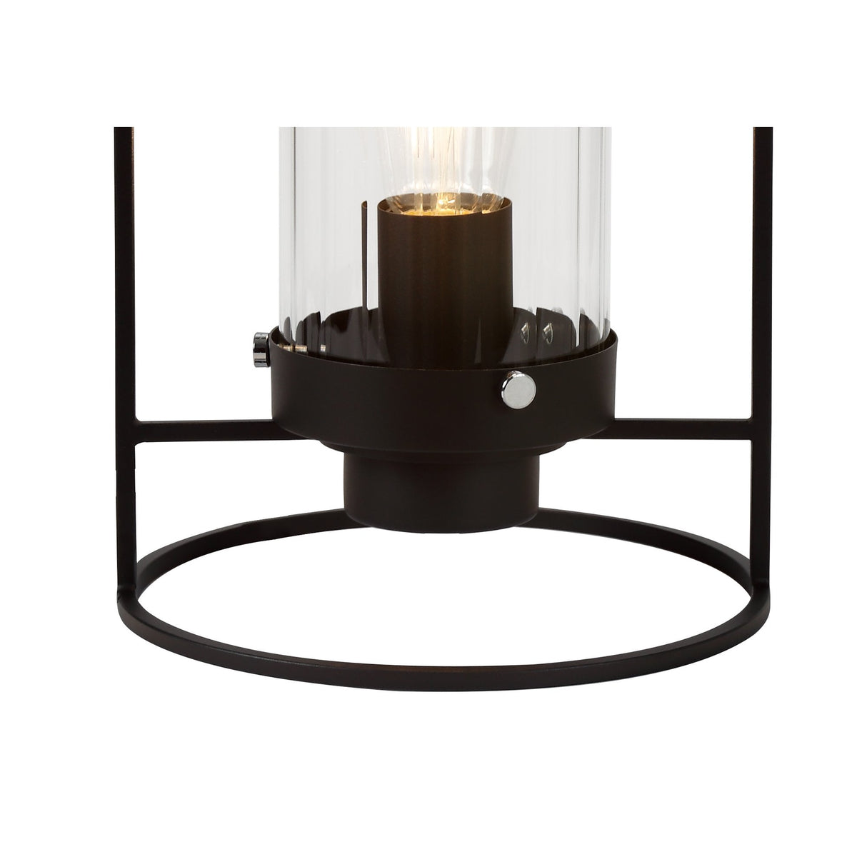 Modern Black Table Lamp with Clear Glass Shade and Inline Switch