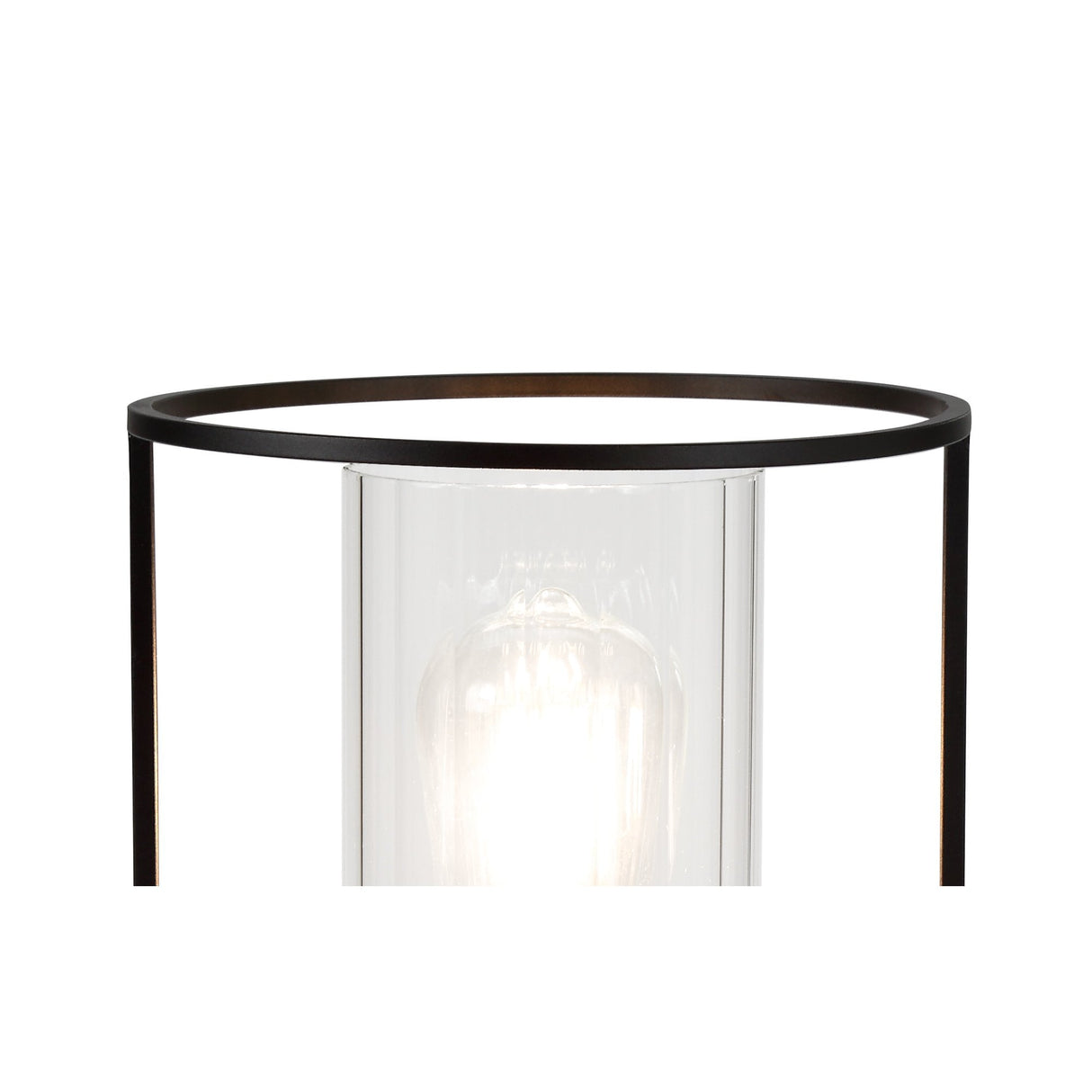 Modern Black Table Lamp with Clear Glass Shade and Inline Switch