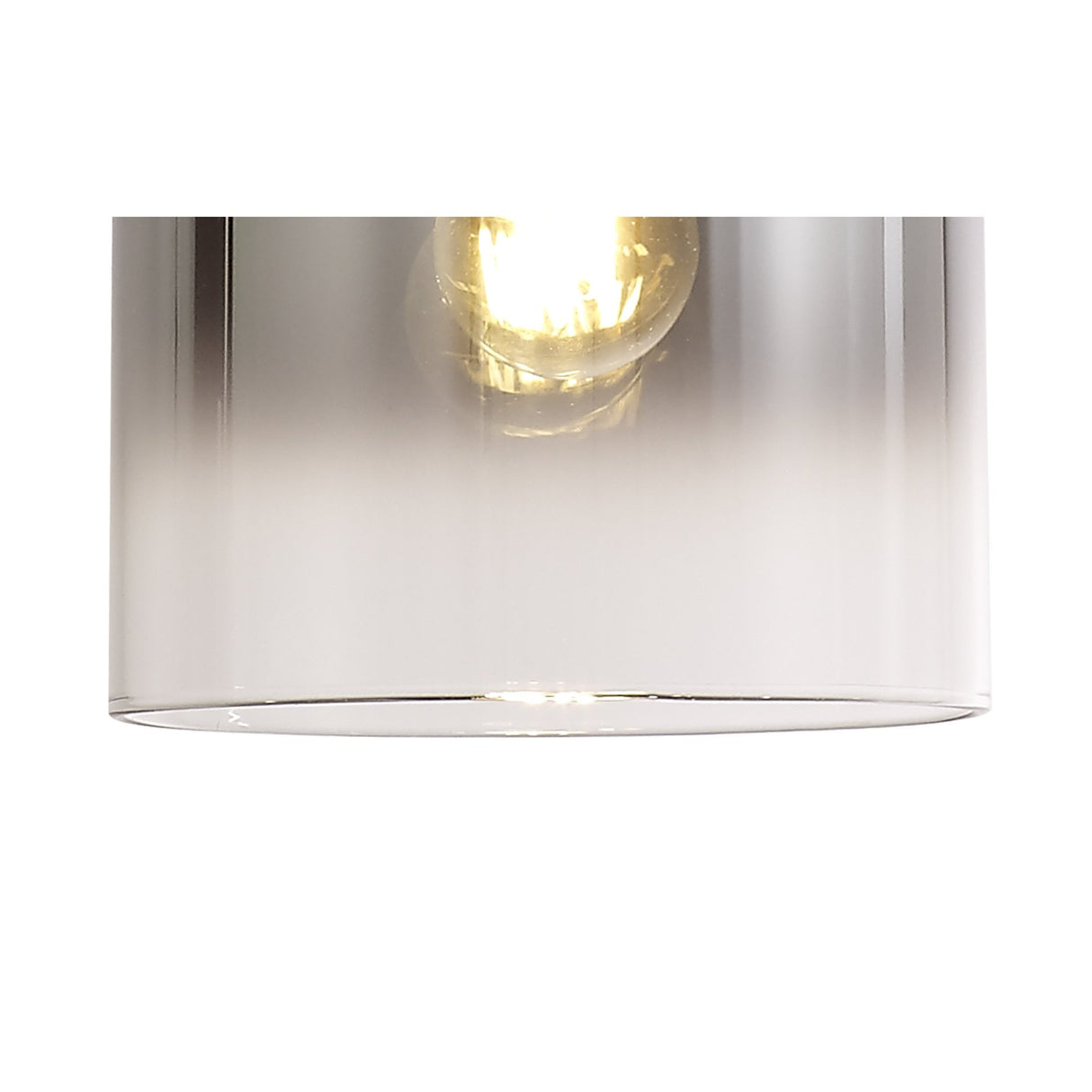 Black and Smoke Glass 3-Light Round Pendant, Adjustable E27 Fixture