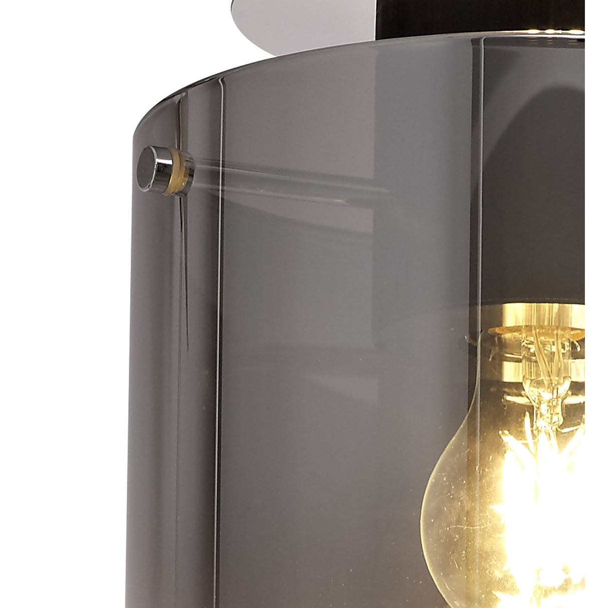 Modern Black and Smoke Glass Flush Ceiling Light, 1-Light Fixture E27