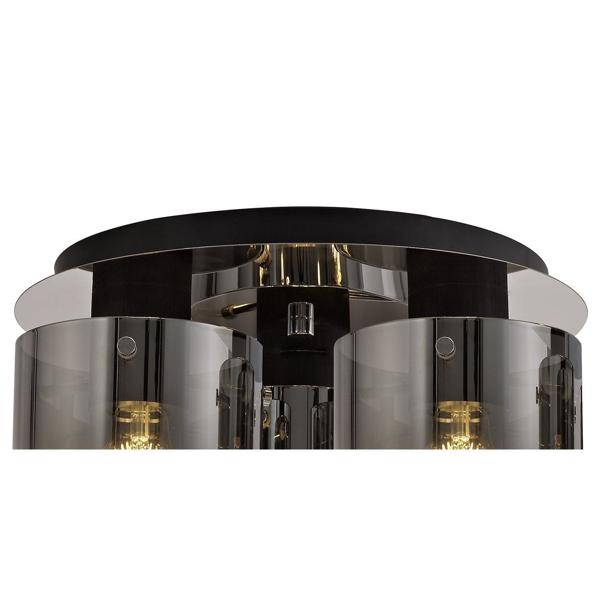 Modern Black and Smoke Glass 3-Light Ceiling Flush Mount
