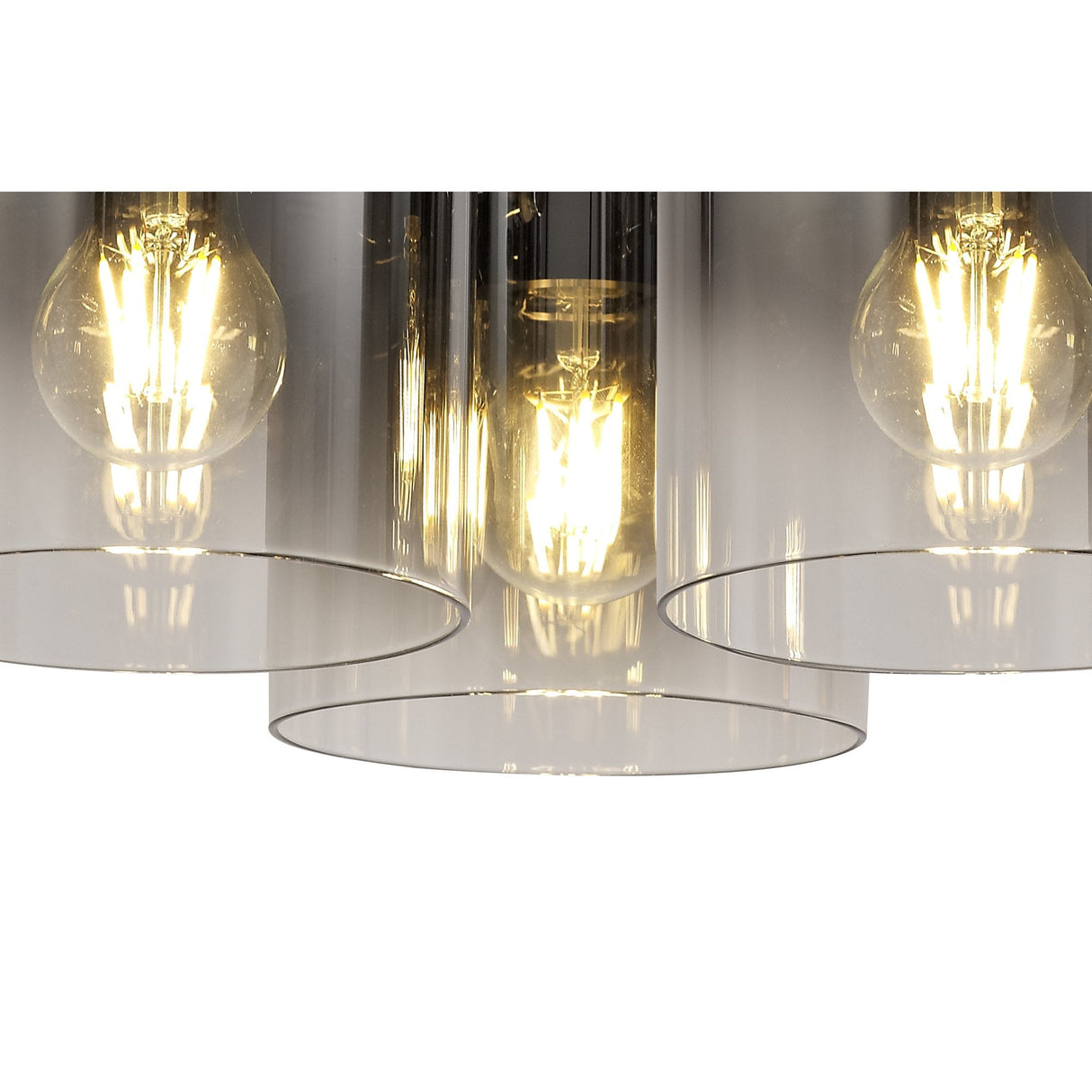 Modern Black and Smoke Glass 3-Light Ceiling Flush Mount