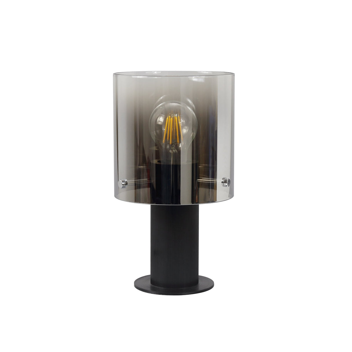 Contemporary Black & Smoked Glass Table Lamp, E27 Socket