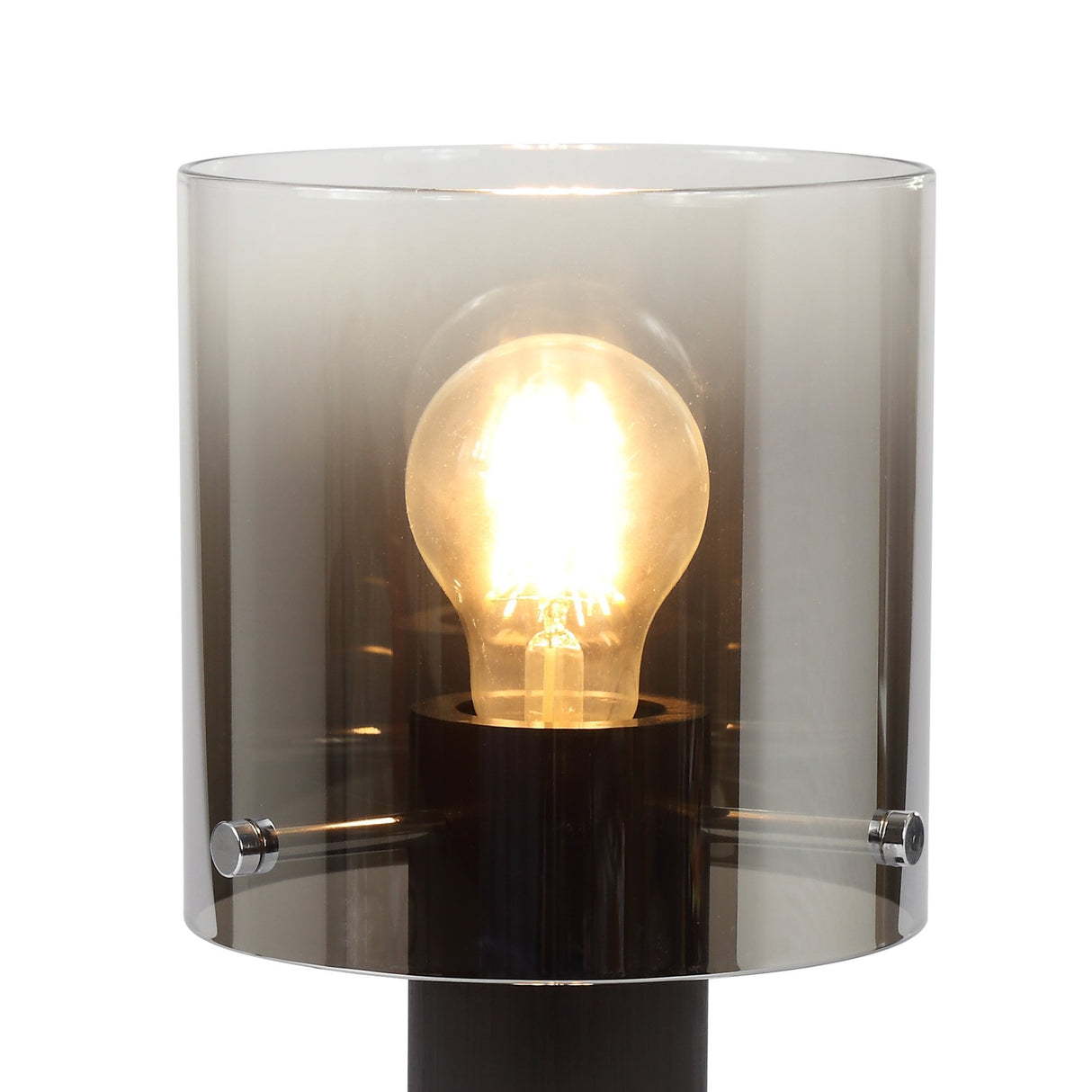 Contemporary Black & Smoked Glass Table Lamp, E27 Socket