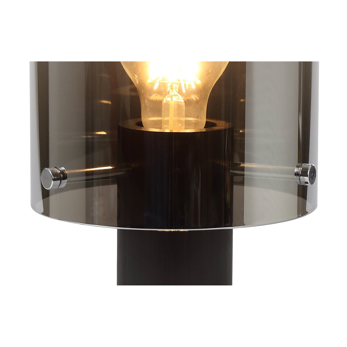 Contemporary Black & Smoked Glass Table Lamp, E27 Socket