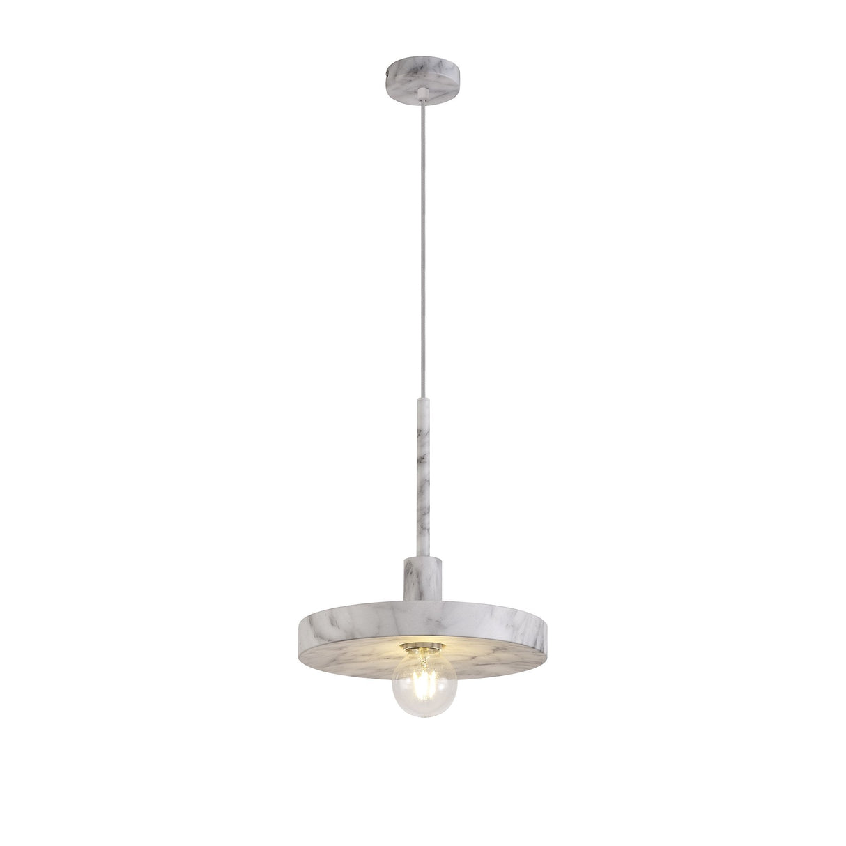 Elegant Marble Effect Adjustable Pendant Light, Single E27 Bulb Fixture