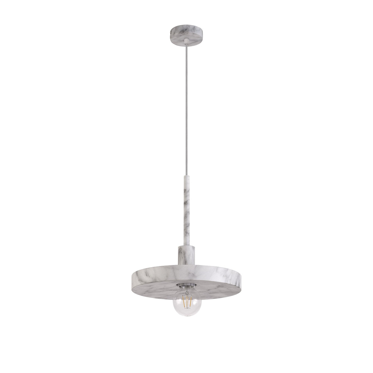 Elegant Marble Effect Adjustable Pendant Light, Single E27 Bulb Fixture