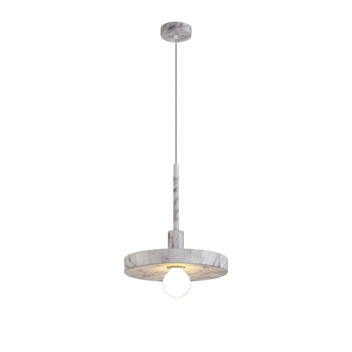 Elegant Marble Effect Adjustable Pendant Light, Single E27 Bulb Fixture