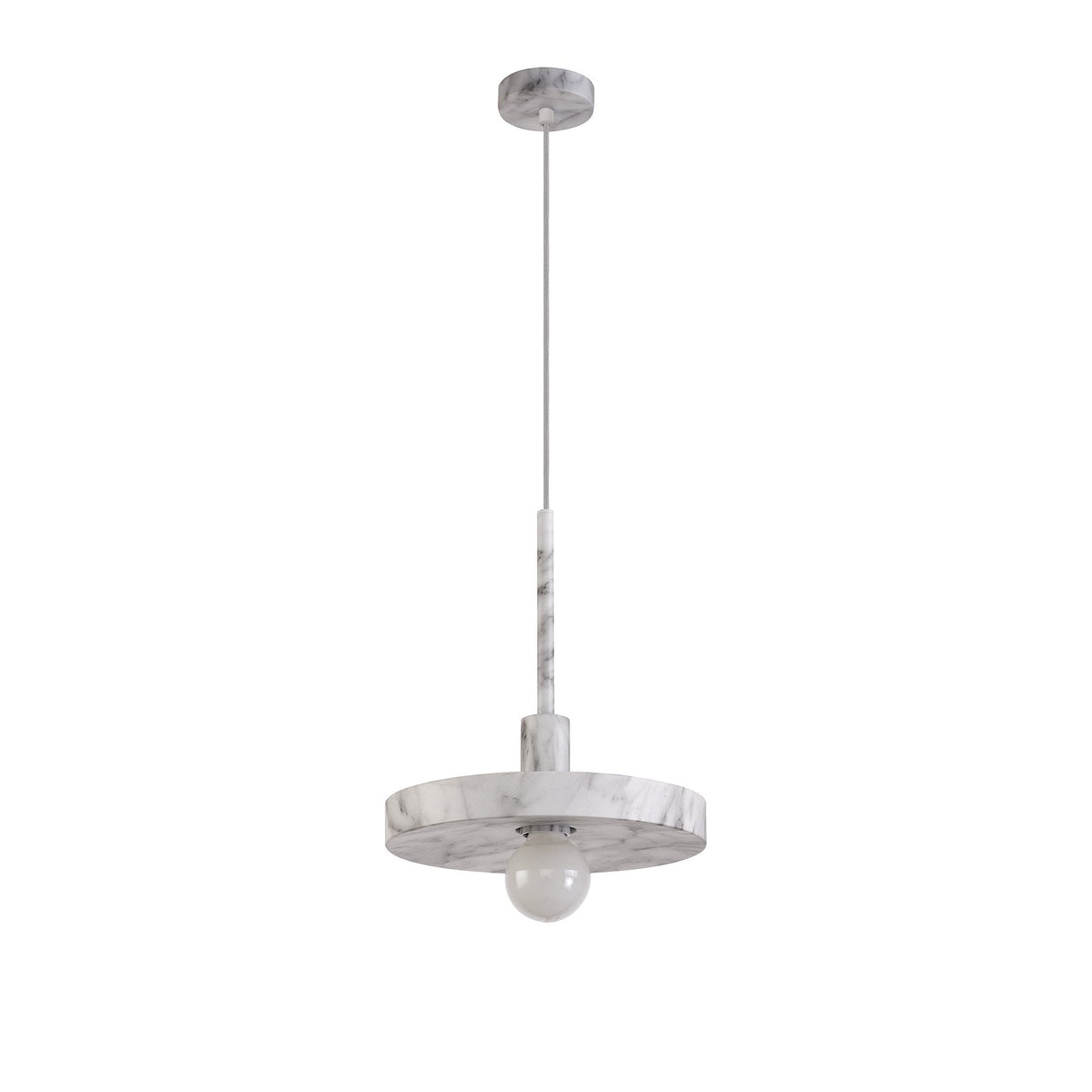 Elegant Marble Effect Adjustable Pendant Light, Single E27 Bulb Fixture