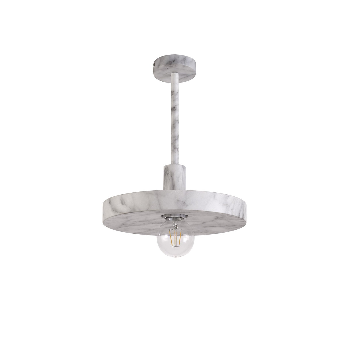 Elegant Marble Effect Adjustable Pendant Light, Single E27 Bulb Fixture