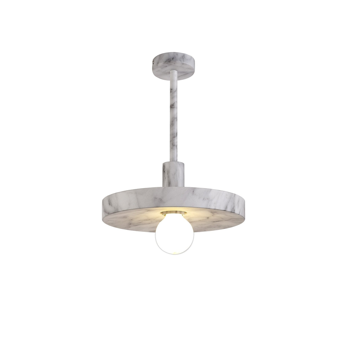 Elegant Marble Effect Adjustable Pendant Light, Single E27 Bulb Fixture