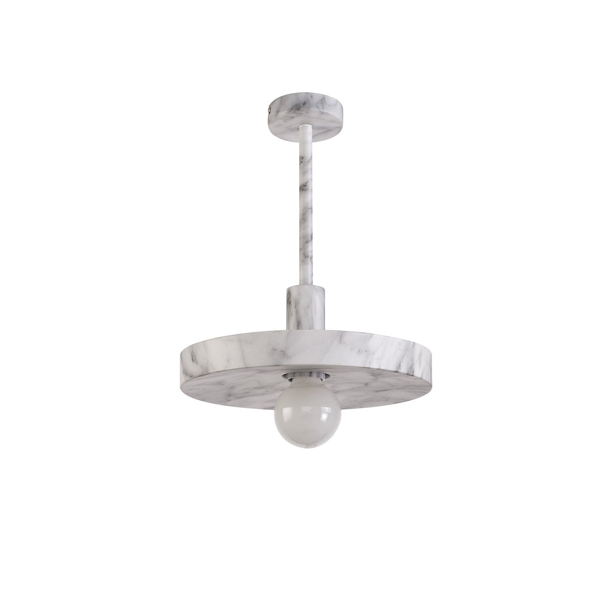 Elegant Marble Effect Adjustable Pendant Light, Single E27 Bulb Fixture