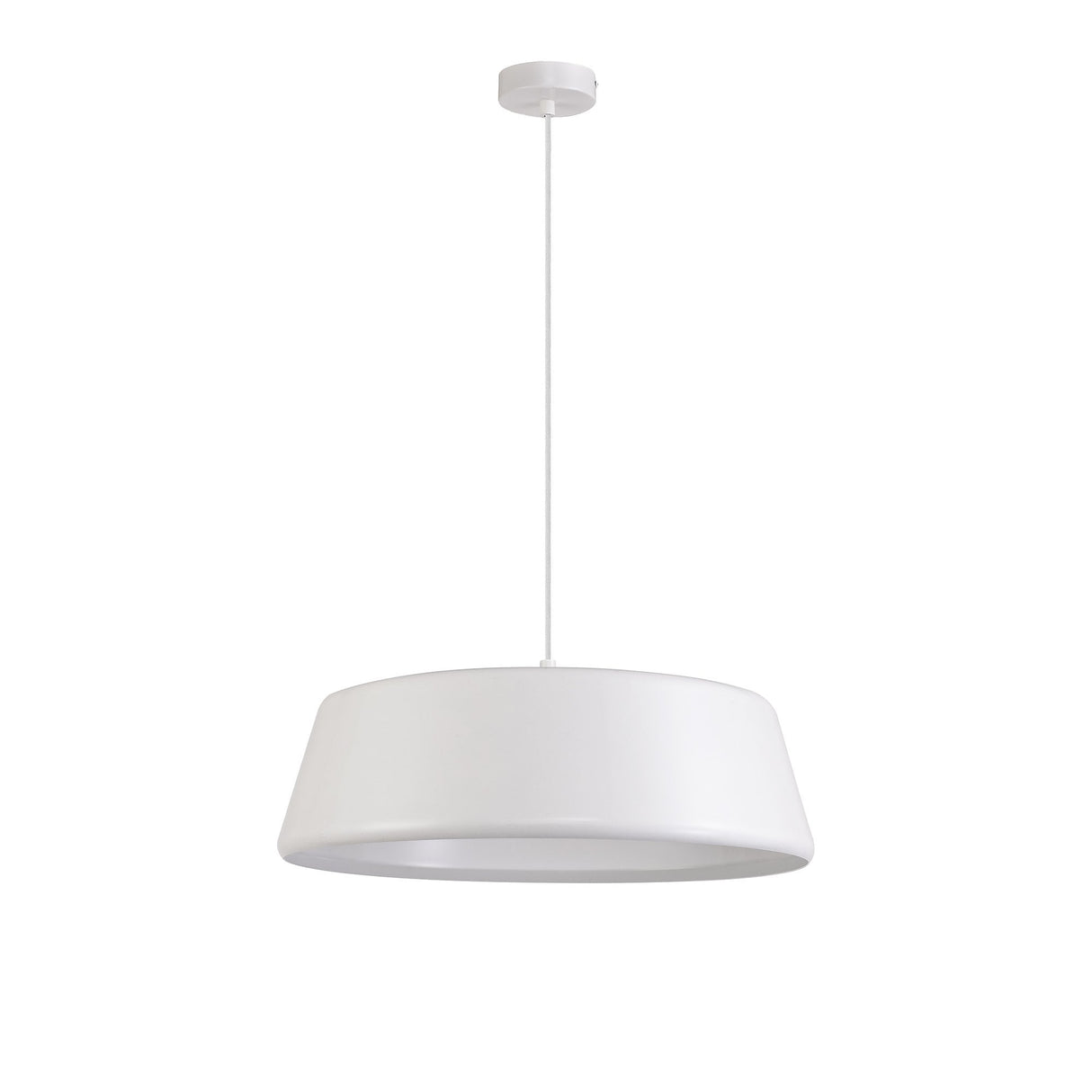 Sleek White Adjustable Pendant Light, E27 Socket, 500mm Diameter