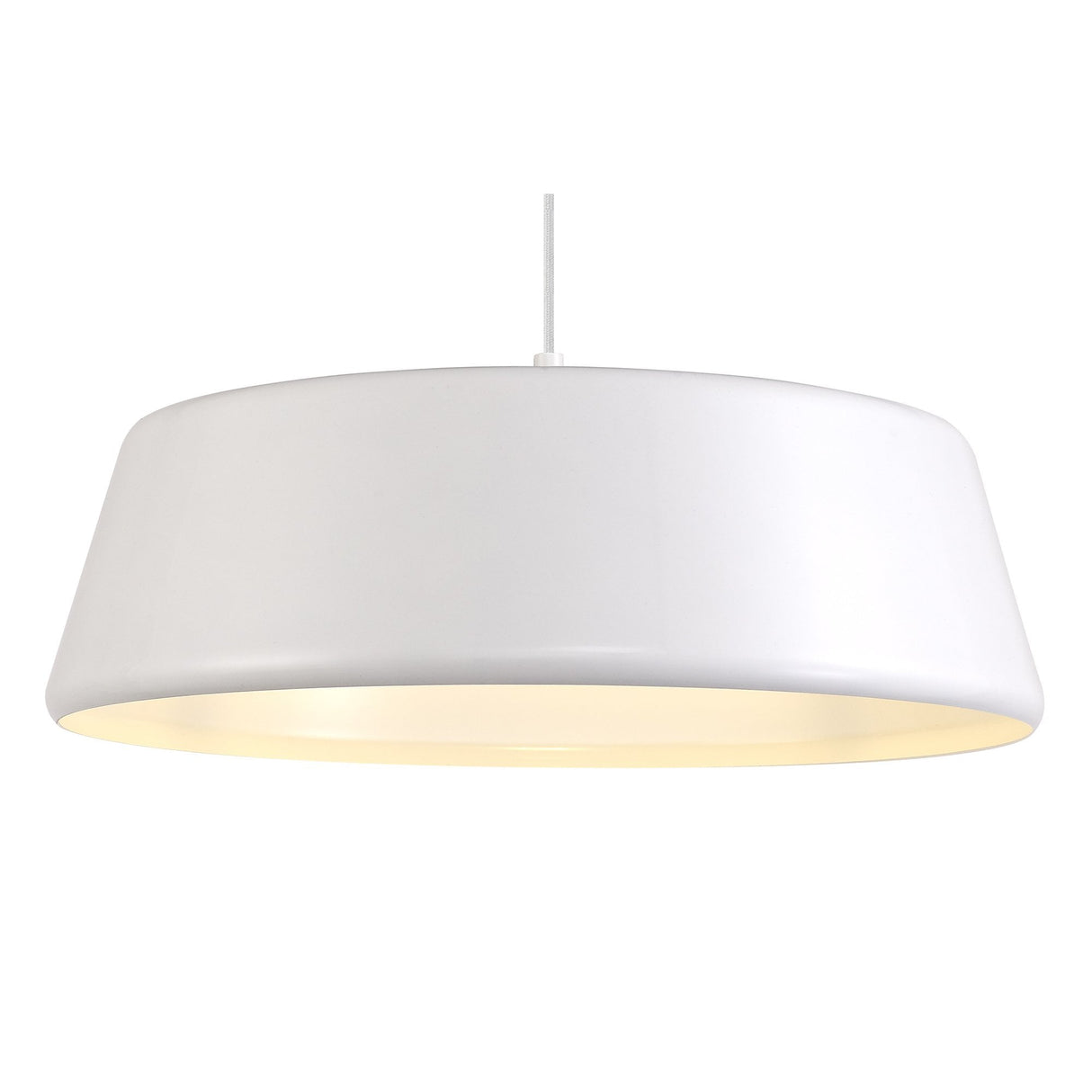 Sleek White Adjustable Pendant Light, E27 Socket, 500mm Diameter