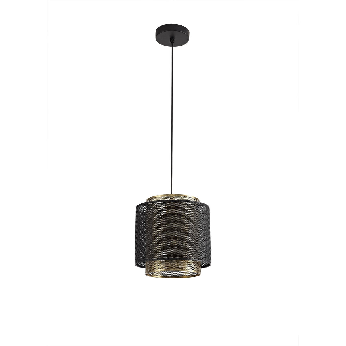 Elegant Dual-Tone Pendant Light with Adjustable Drop in Matte Black & Satin Gold