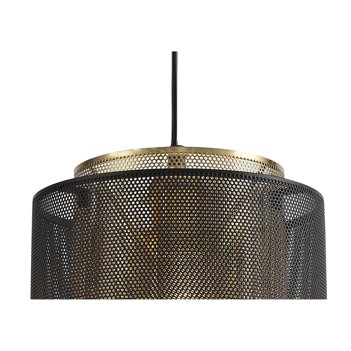 Elegant Dual-Tone Pendant Light with Adjustable Drop in Matte Black & Satin Gold