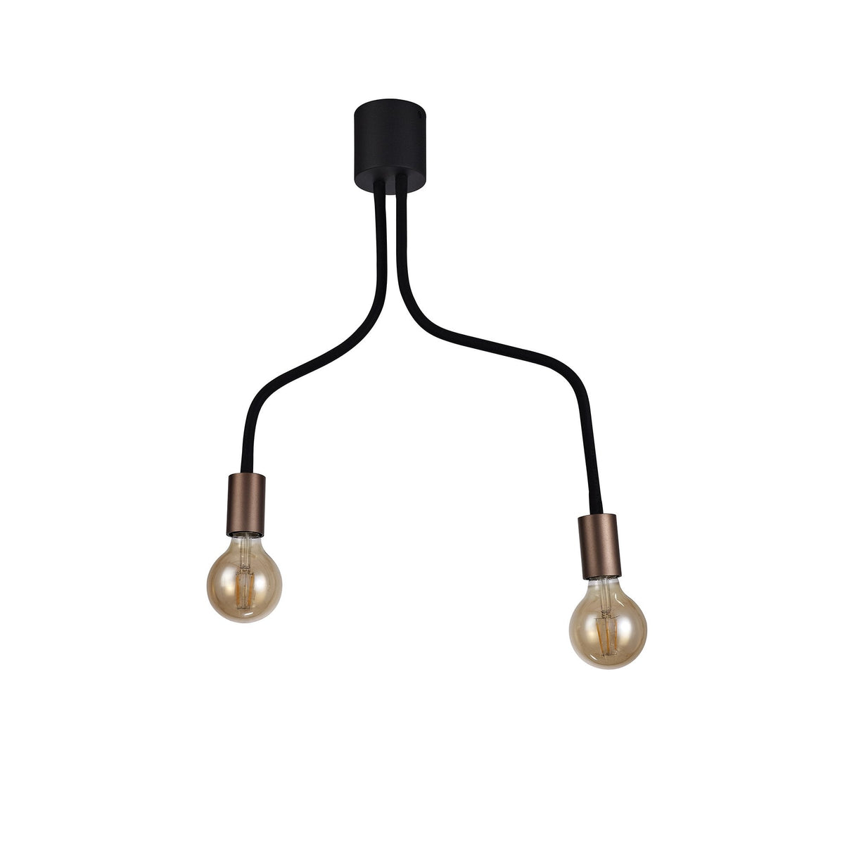 Sleek Adjustable Dual-Light Ceiling Fixture in Satin Black and Brushed Copper