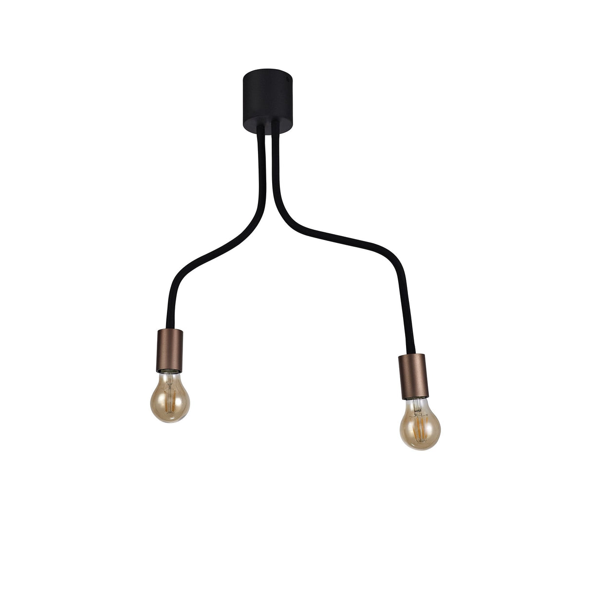 Sleek Adjustable Dual-Light Ceiling Fixture in Satin Black and Brushed Copper