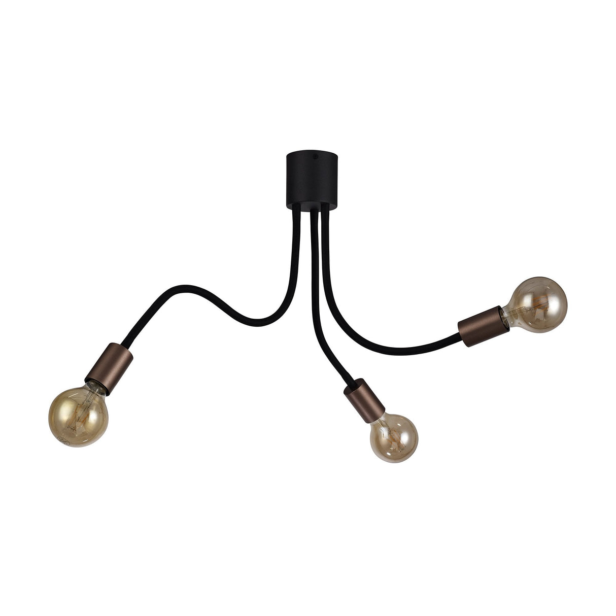 Elegant Trio Ceiling Light, Adjustable Satin Black and Brushed Copper Finish