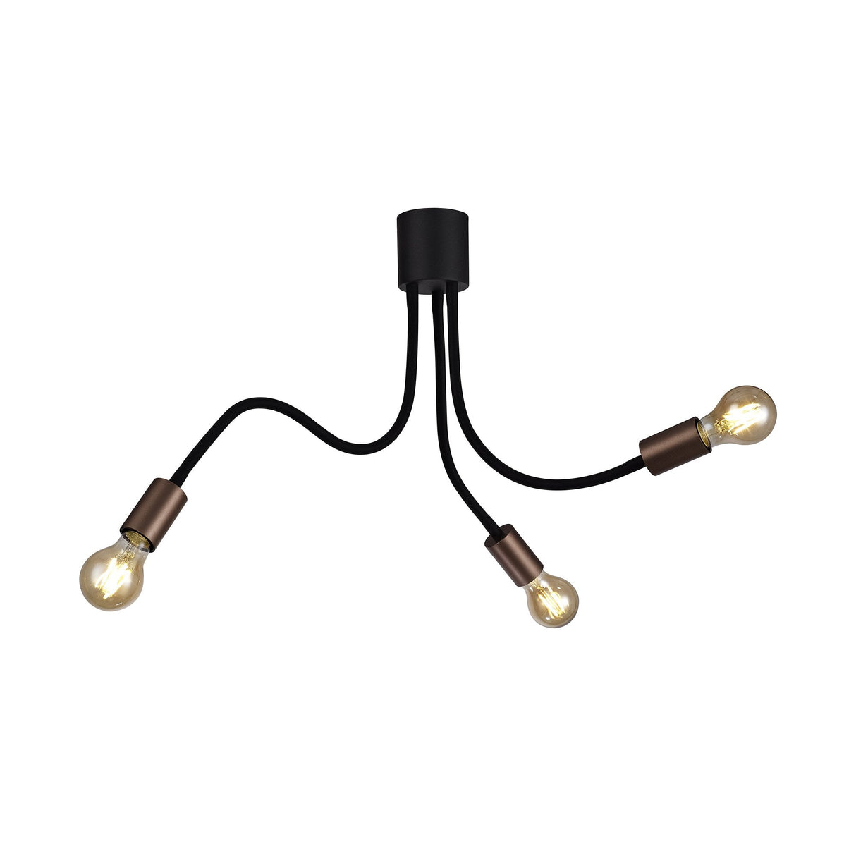 Elegant Trio Ceiling Light, Adjustable Satin Black and Brushed Copper Finish