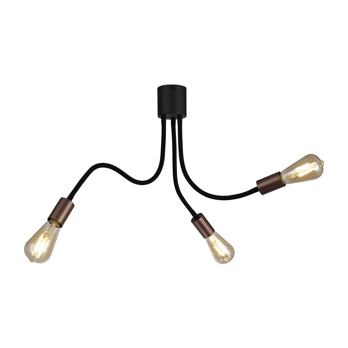 Elegant Trio Ceiling Light, Adjustable Satin Black and Brushed Copper Finish