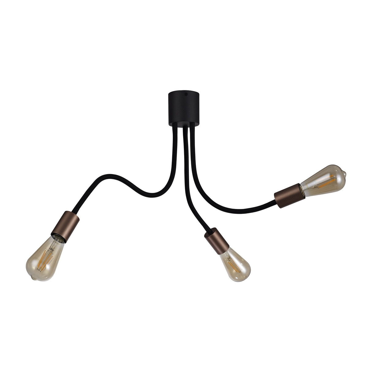 Elegant Trio Ceiling Light, Adjustable Satin Black and Brushed Copper Finish