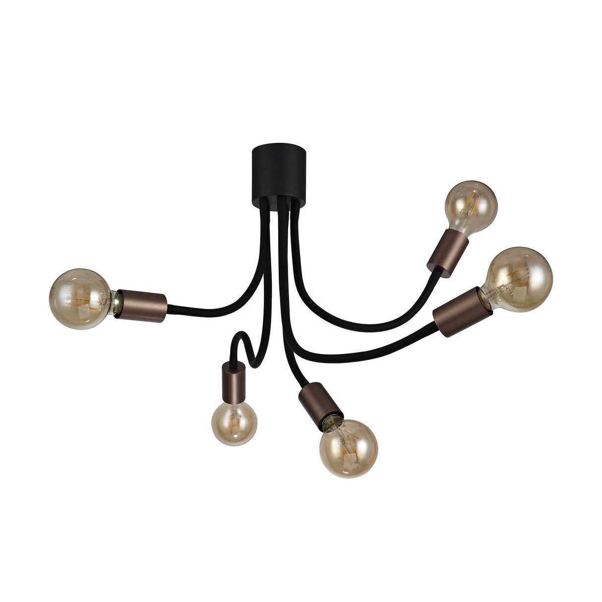 Adjustable 5-Light Ceiling Fixture in Satin Black and Brushed Copper