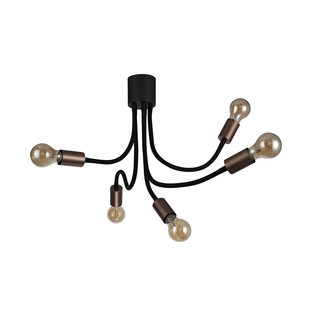 Adjustable 5-Light Ceiling Fixture in Satin Black and Brushed Copper