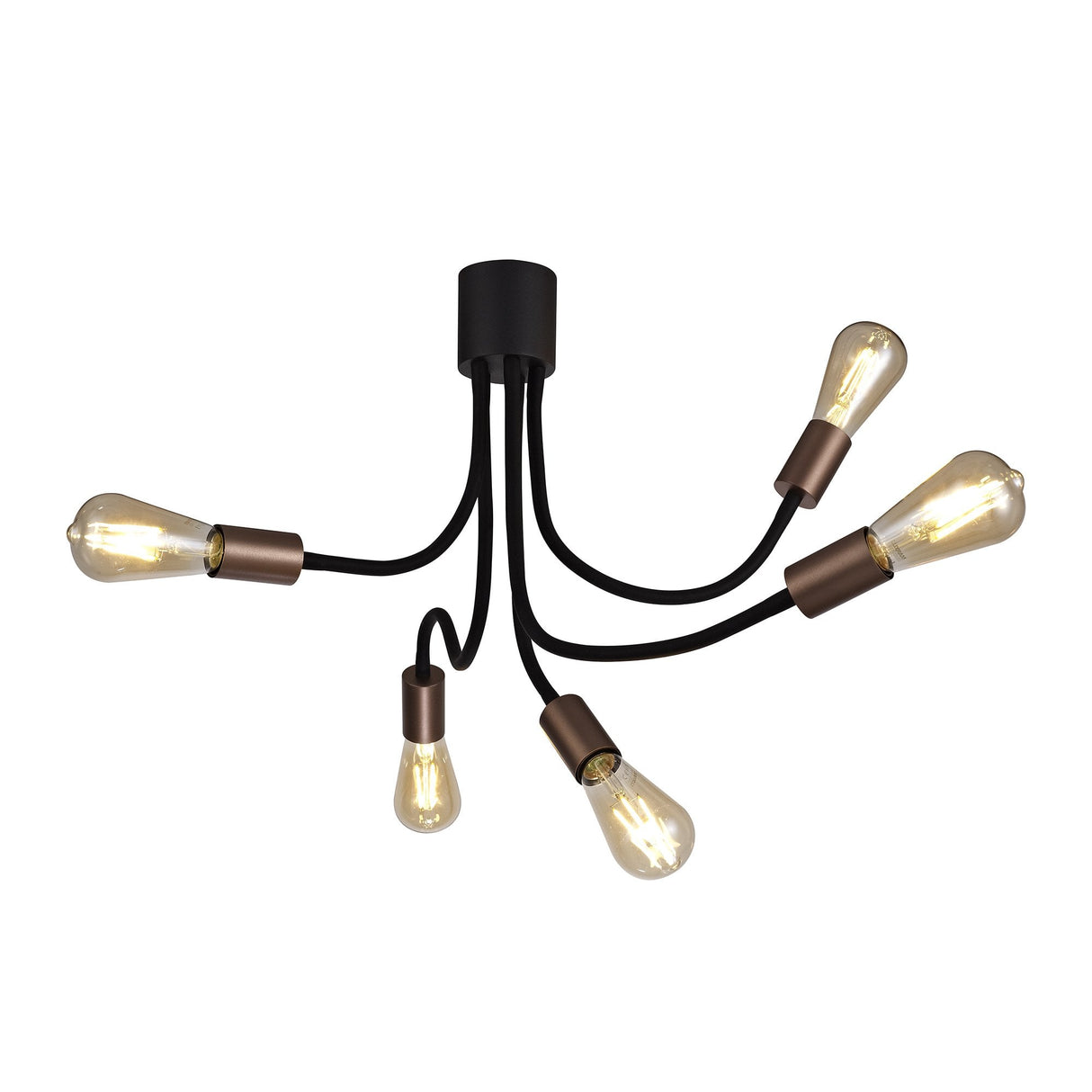 Adjustable 5-Light Ceiling Fixture in Satin Black and Brushed Copper