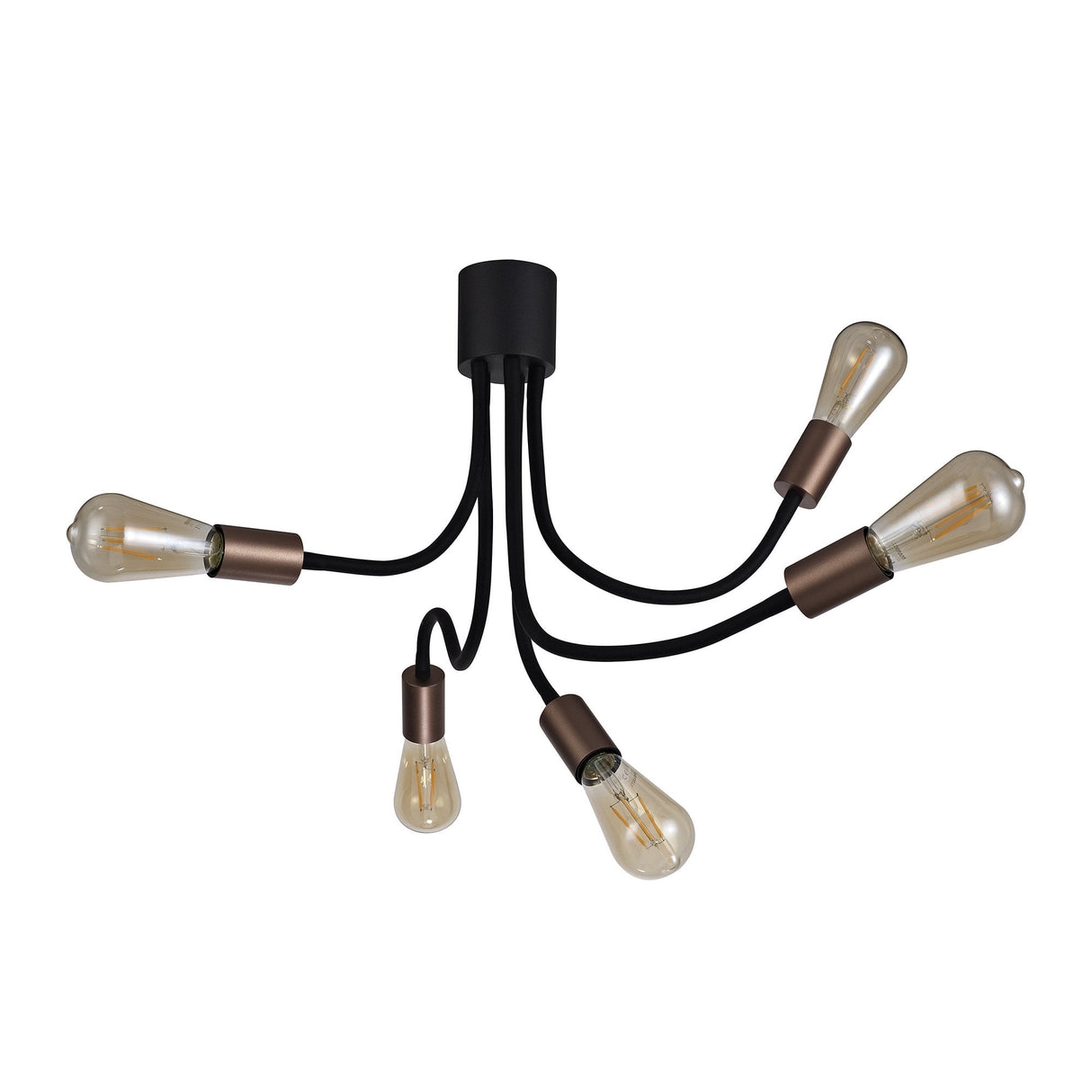 Adjustable 5-Light Ceiling Fixture in Satin Black and Brushed Copper