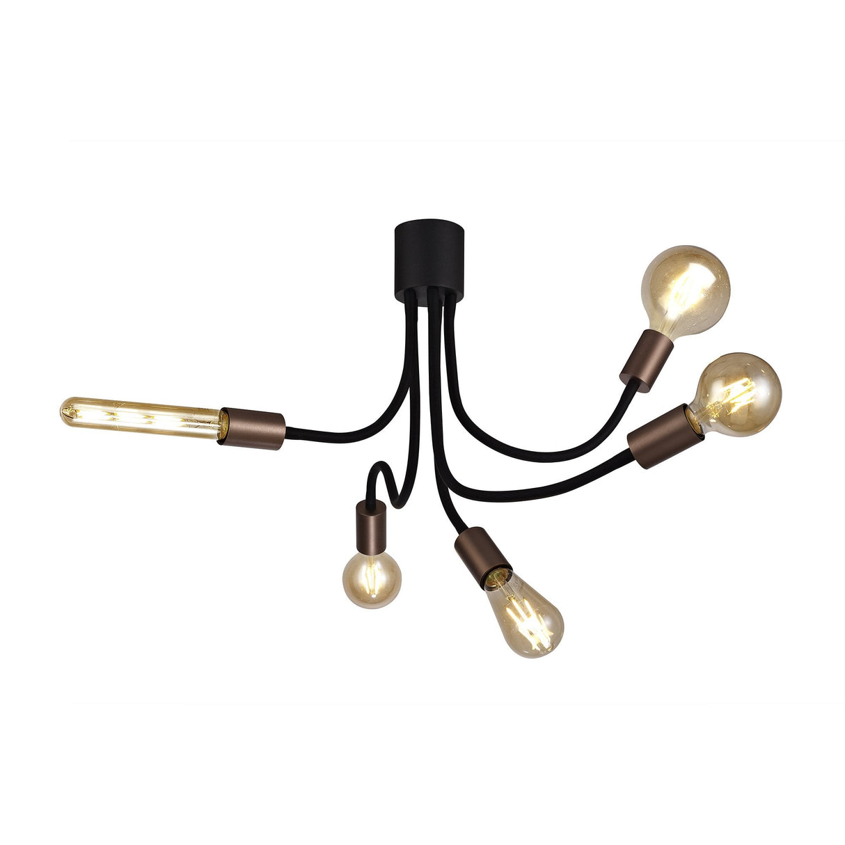 Adjustable 5-Light Ceiling Fixture in Satin Black and Brushed Copper