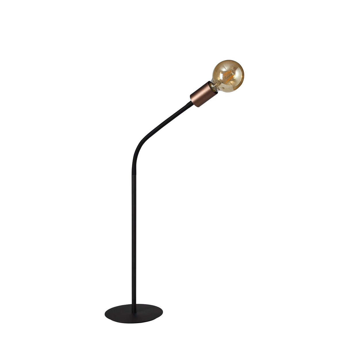 Sleek Adjustable Table Lamp, Single E27 Light, Satin Black & Copper Finish
